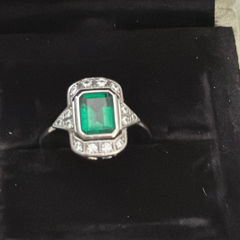 SOLD.  sterling silver and synthetic saphire  ring